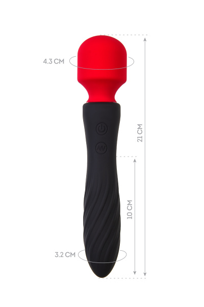 Двусторонний вибромассажер Black&Red by Toyfa, силикон, черный