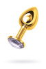 Анальная втулка Metal by TOYFA, металл, золотая, с белым кристаллом, 7,5 см, Ø 3 см, 145 г
