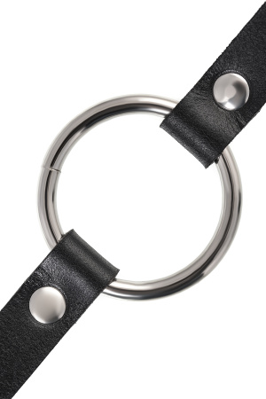 Чокер с круглым кольцом, модель 1 Pecado BDSM, натуральная кожа, черный