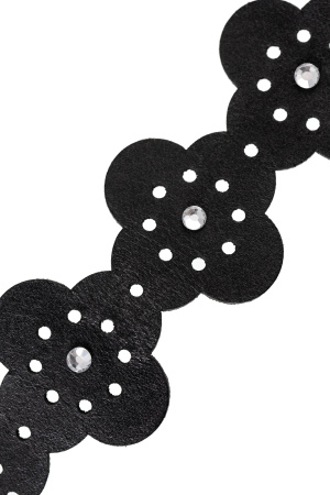 Чокер с узорами и стразами Pecado BDSM, натуральная кожа, черный